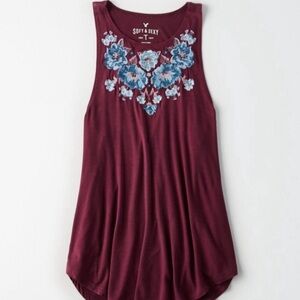 Burgundy Floral Tank Top